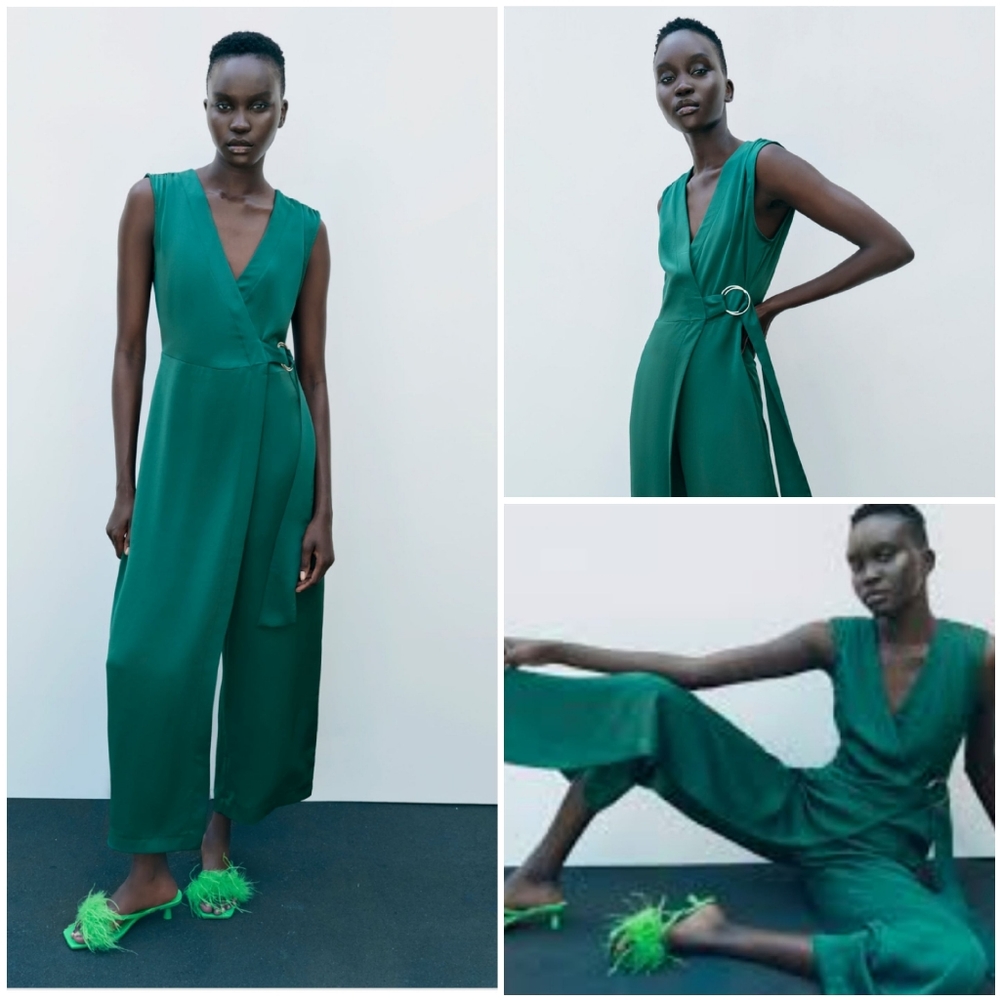NWT Zara Satin Effect  Sleeveless Jumpsuit